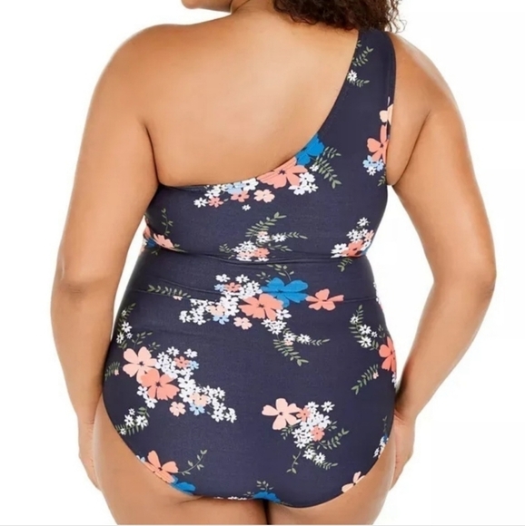 NWT Michael Kors New Navy One Shoulder Underwire One Piece Swimsuit 22W * - Picture 2 of 14